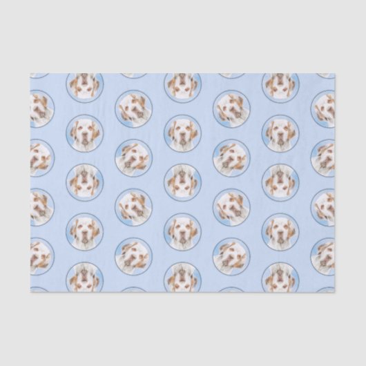 クランバー絵を描スパニエル犬の可愛いオリジナルペットドッグアート 薄葉紙 (正面)