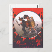 クランパスからリンゴを盗む少女 ポストカード (正面/裏面)