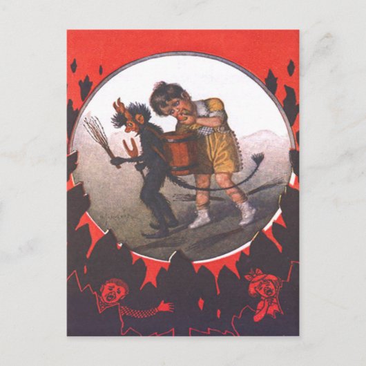 クランパスからリンゴを盗む少女 ポストカード (正面)