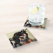 クランパスキッズインバスケットクリスマスホリデークリスマス ガラスコースター (アングル)