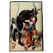 クランパスキッズインバスケットクリスマスホリデークリスマス ミディアムペーパーバッグ (正面)