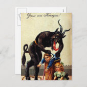 クランパスキッズインバスケットホリデークリスマスポストカード シーズンポストカード (正面/裏面)