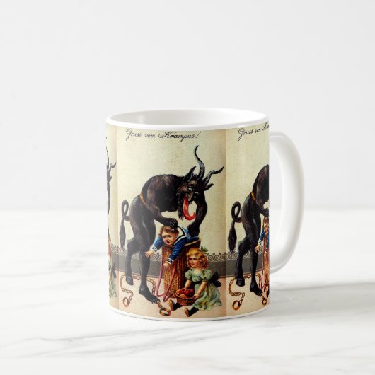 クランパスキッズinバスケットホリデークリスマス コーヒーマグカップ (正面右)