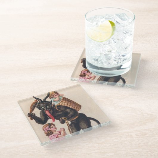 クランパスキッドナップガールズヴィンテージホリデークリスマス ガラスコースター (アングル)