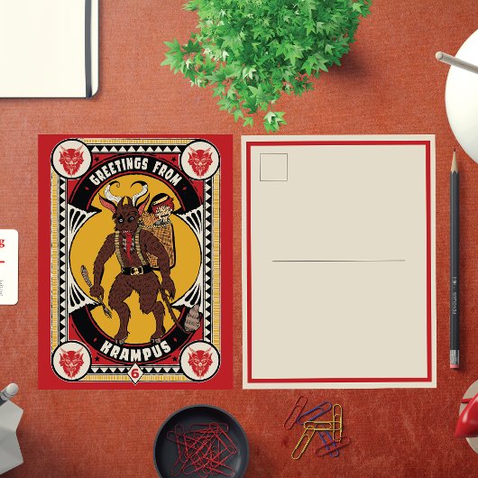 クランパスサインのおもちゃからクリスマス運の挨拶 シーズンポストカード