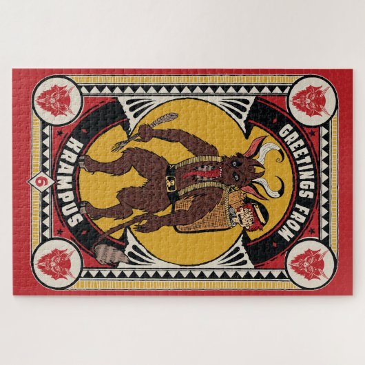 クランパスサインのおもちゃからクリスマス運の挨拶 ジグソーパズル (横)