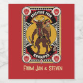 クランパスサインのおもちゃからクリスマス運の挨拶 ワインラベル (シングルラベル)