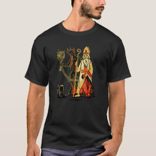 クランパスサンニコラスクリスマスデーモンクメリーランプ Tシャツ