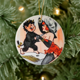 クランパス&テンプレスヴィンテージカップル初めてのクリスマス セラミックオーナメント