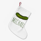 クランパーソナライズされたチグリーンディルサワーピックルグルメ スモールクリスマスストッキング (正面 (吊り時))