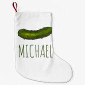 クランパーソナライズされたチグリーンディルサワーピックルグルメ スモールクリスマスストッキング (正面)