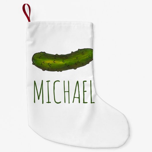 クランパーソナライズされたチグリーンディルサワーピックルグルメ スモールクリスマスストッキング (正面)