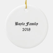 クランパーソナライズされたボイルクレスト&タータンチェック セラミックオーナメント (裏面)