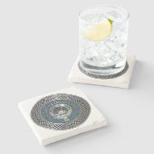 クランファーガソンクレスト&タータンチェックノット ストーンコースター (横)