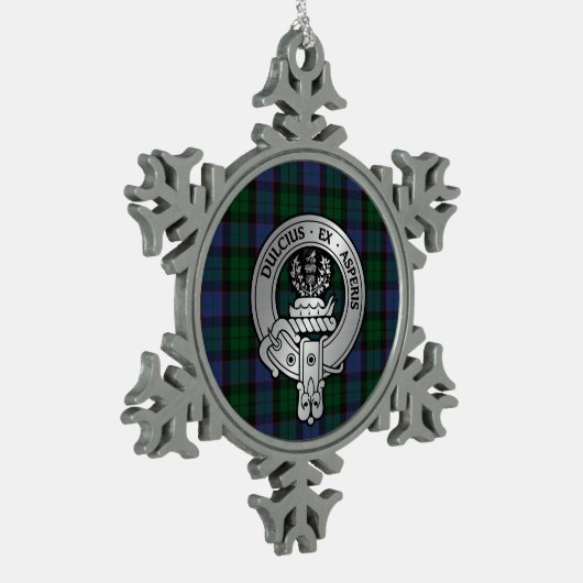 クランファーガソンクレスト&バルキディダータータンチェック スノーフレークピューターオーナメント (左)