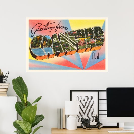 クランフォードニュージャージーNJヴィンテージ旅行はがき –  ポスター (ホームオフィス)