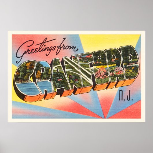 クランフォードニュージャージーNJヴィンテージ旅行はがき –  ポスター (正面)