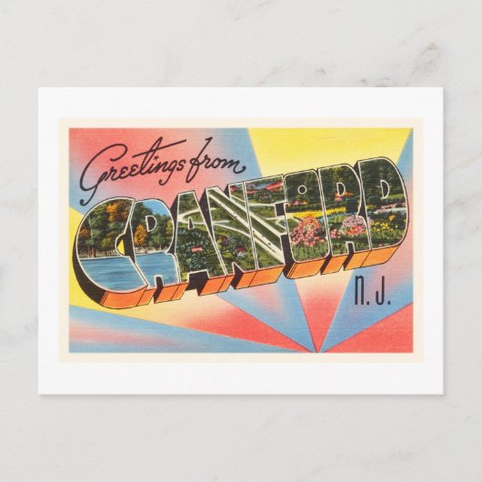 クランフォードニュージャージーNJヴィンテージ旅行はがき – ポストカード (正面)