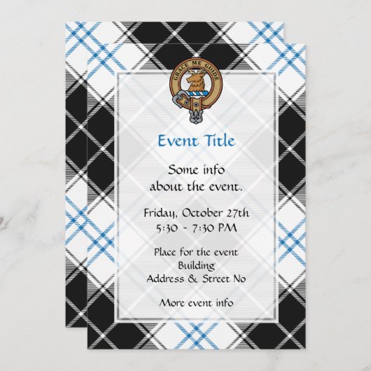 クランフォーブスクレストオーバードレスタータンチェック 招待状 (正面/裏面)