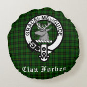 クランフォーブスタータンチェックとクレストバッジ ラウンドクッション (裏面)