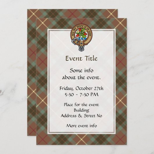 クランフレーザークレストオーバーウェザードル狩りタータンチェック 招待状 (正面/裏面)