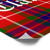 クランフレーザークレストバッジとタータンチェックアートプリント ポスター (角)