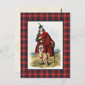 クランフレーザーヴィンテージイラストレーションタータンチェックフレーム ポストカード (正面/裏面)