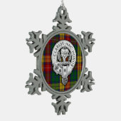 クランブキャナンクレスト&タータンチェック スノーフレークピューターオーナメント (左)