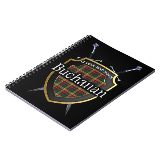 クランブキャナンタータンチェックシールドと剣 ノートブック (左側)
