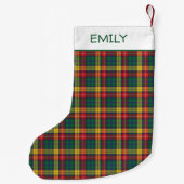 クランブキャナンプレイドパーソナライズされたネームタータンチェック スモールクリスマスストッキング (裏面)
