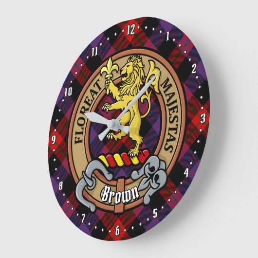 クランブラウンクレストオーバータータンチェック ラージ壁時計 (傾斜)