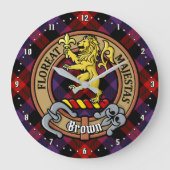 クランブラウンクレストオーバータータンチェック ラージ壁時計 (正面)