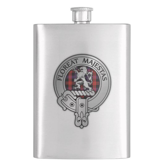 クランブラウンクレスト&タータンチェック フラスク (正面)