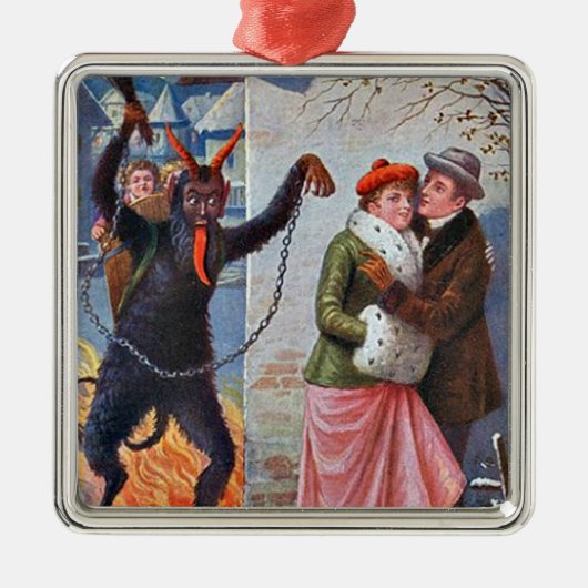 クランプスが悪い大人を罰する メタルオーナメント (正面)