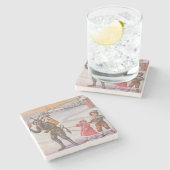 クランプスが盗む玩具と子供 ストーンコースター (横)