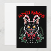 クランプスのクリスマス 黒猫 キャンディケーン クリスマス 招待状 (正面/裏面)