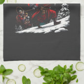 クランプスは町来クランプスのクリスマスに行く キッチンタオル (折り畳み)