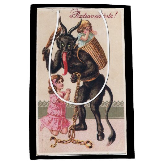 クランプススカリングガールズヴィンテージホリデークリスマス ミディアムペーパーバッグ (正面)