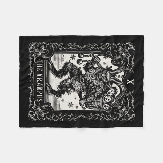 クランプスタロットカードデザインクリスマスシーズンエブラーPa フリースブランケット (正面(横))