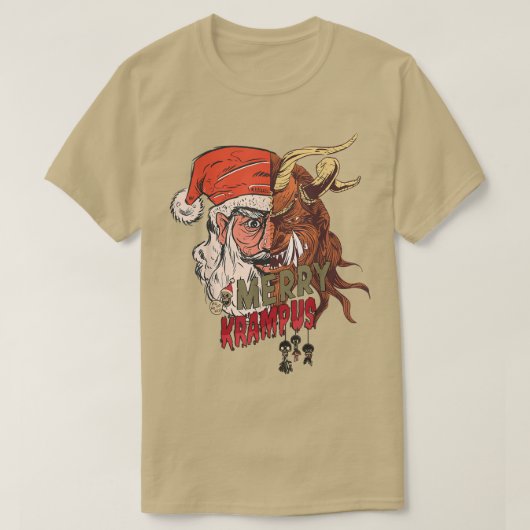 クランプスナハト 楽しいクランプスとサンタのホラー・クリスト Tシャツ (デザイン正面)