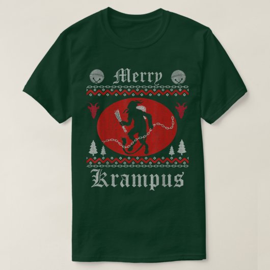 クランプスメリークリスマスクリスマスホラー醜いセーターE Tシャツ (デザイン正面)