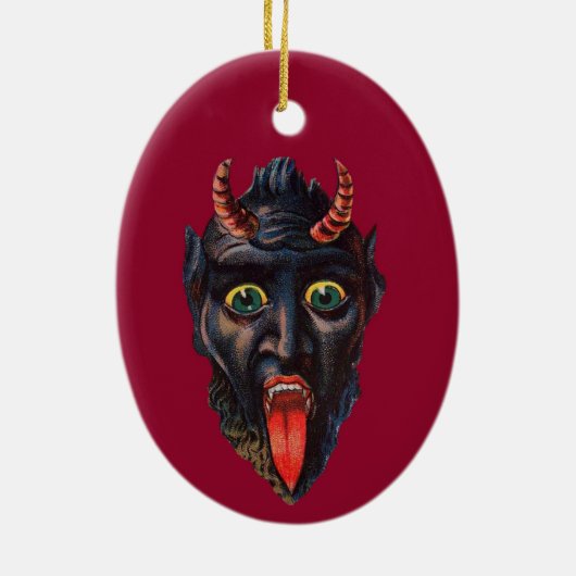 クランプスヴィンテージイラストレーションクランプスナクト セラミックオーナメント (裏面)