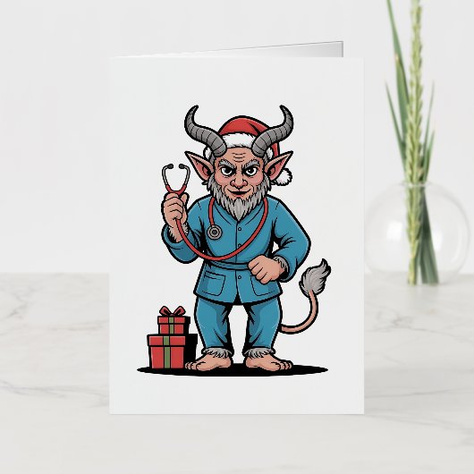 クランプス看護師 クリスマス 悪魔のXmas 箔シーズンカード (正面)