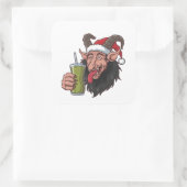 クランプス飲む緑の抹茶クリスマス不気味 スクエアシール (バッグ)