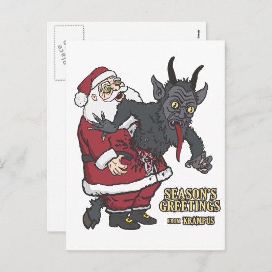 クランプス（とサンタ）からの休日の挨拶 シーズンポストカード (正面/裏面)