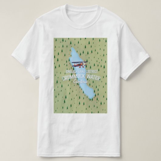 クランプモック水、湖地区地図の旅行ポスター Tシャツ (デザイン正面)