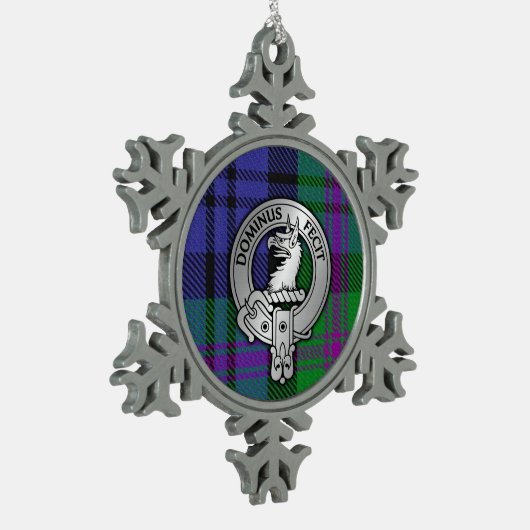 クランベアードクレスト&タータンチェック スノーフレークピューターオーナメント (左)