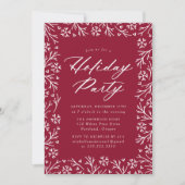 クランベリエレガントスノーフレークホリデーパーティー 招待状 (正面)