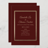 クランベリエレガントーミニマル結婚式招待状 招待状 (正面/裏面)