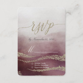 クランベリエレガントー結婚式の淡水色RSVP 出欠カード